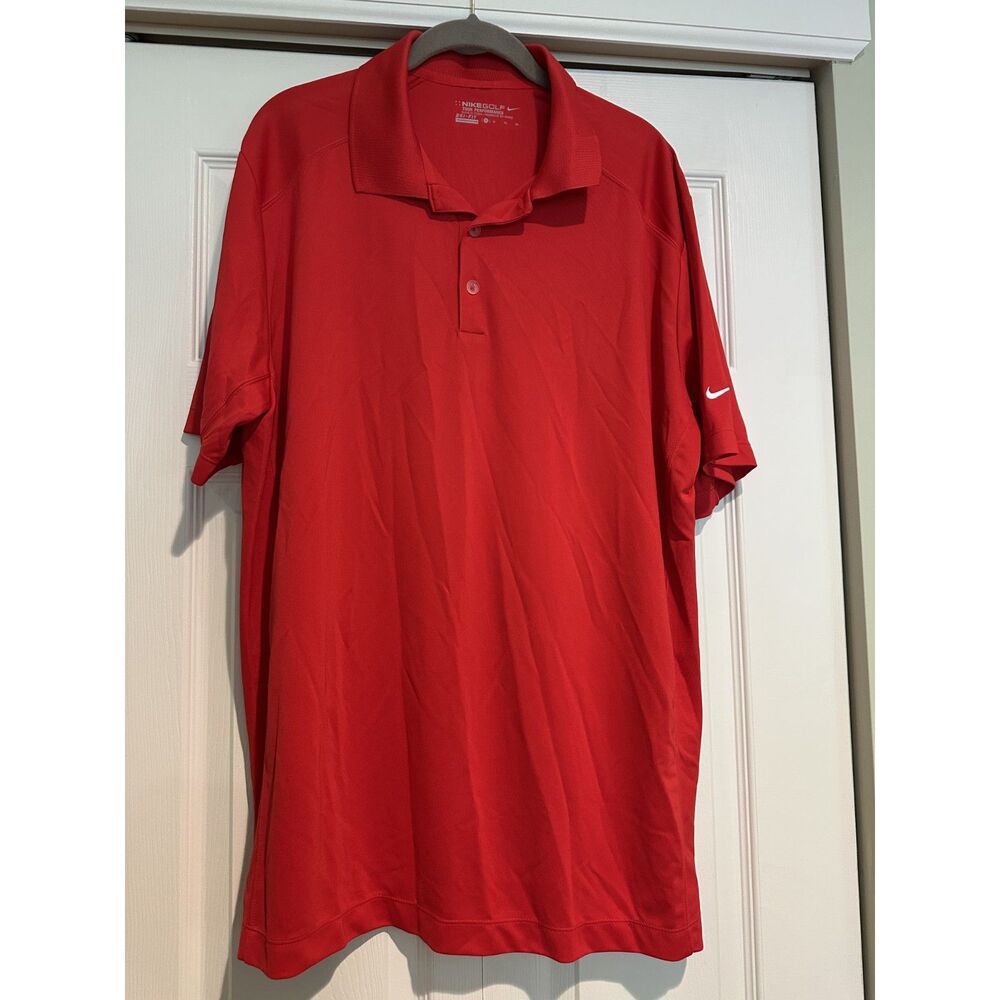 Nike Golf Tour Performance Mens Dri-FIT Polo Shirt XL Red Swoosh Logo